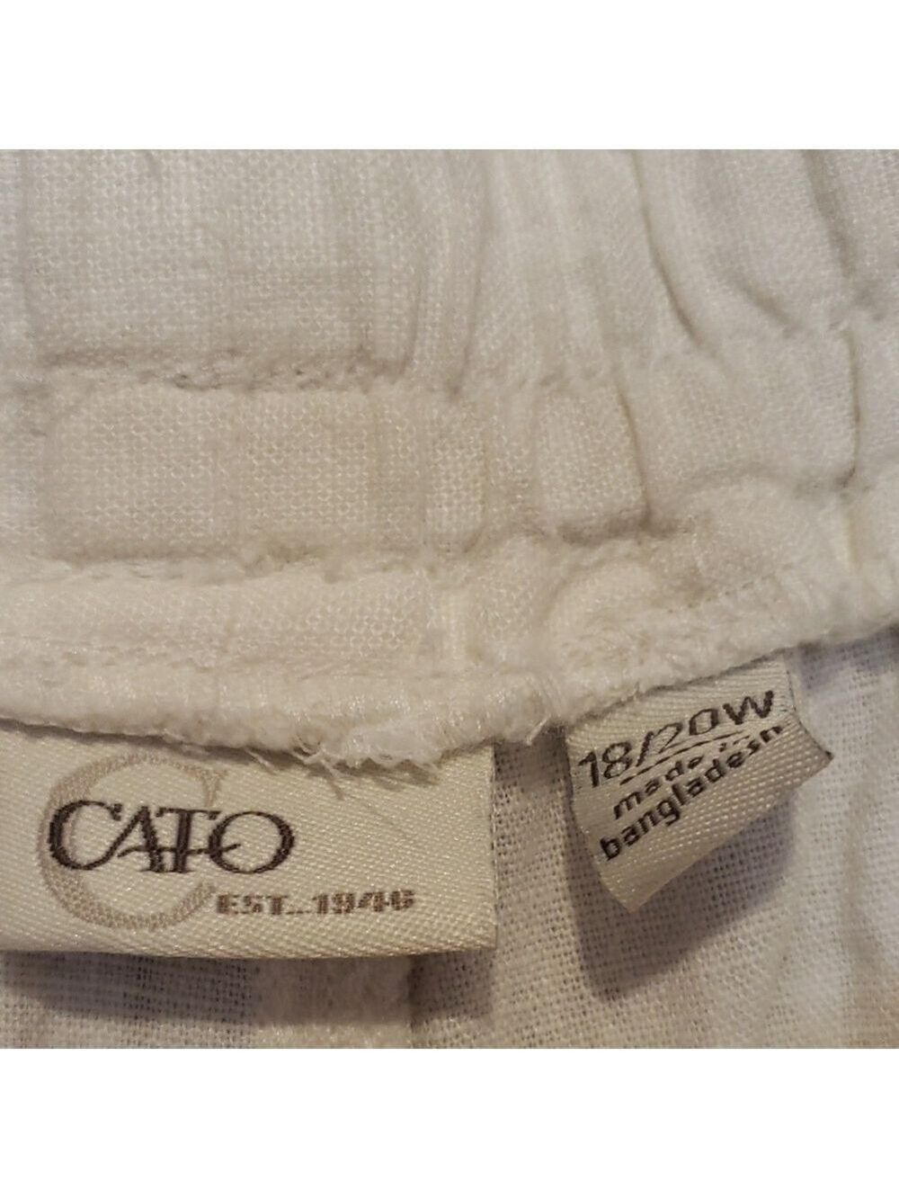 Cato Womens White Linen Blend Drawstring Wide Leg Pants - Picture 2 of 10